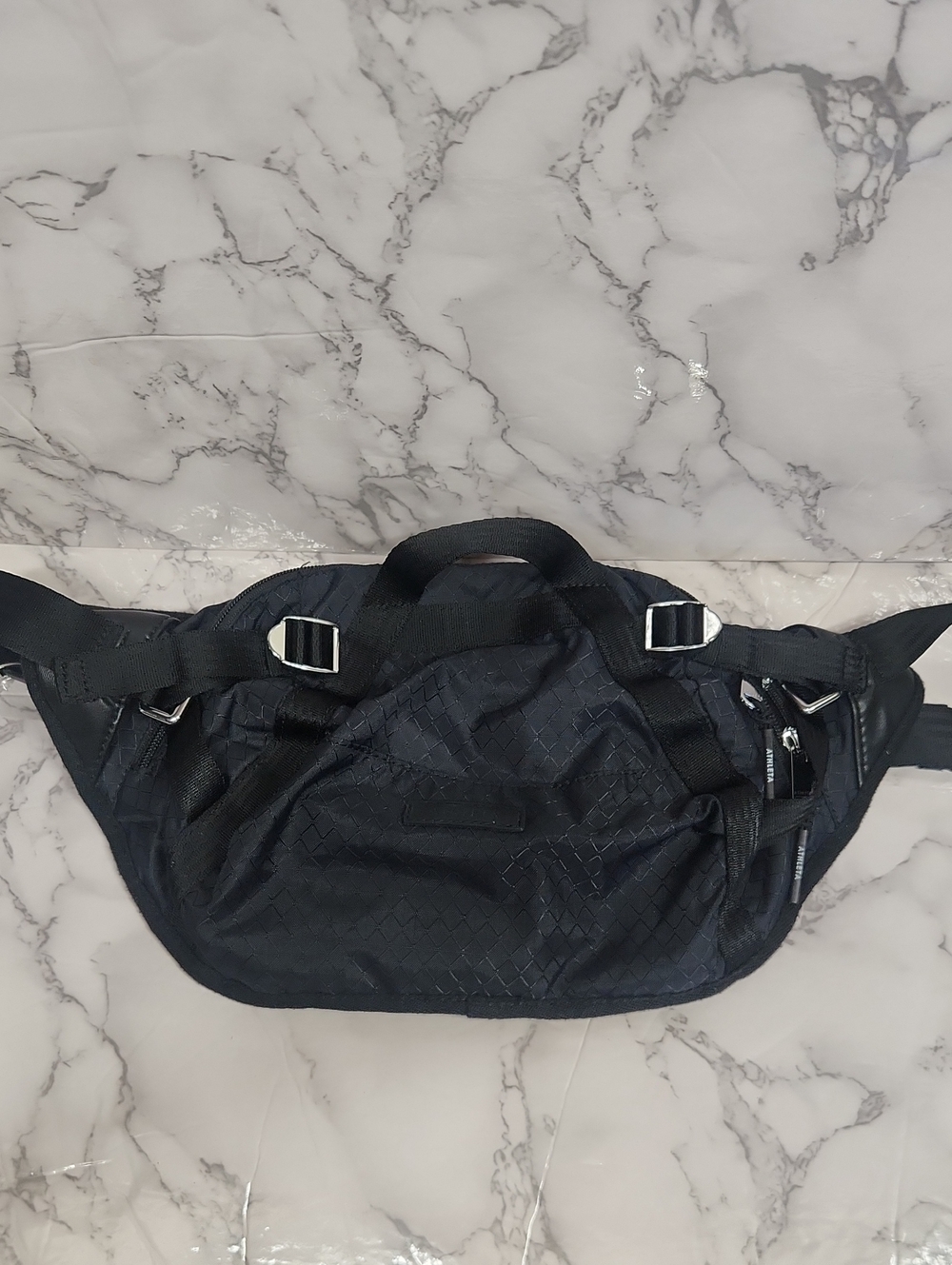 Athleta Black Belt Bag with Silver Hardware